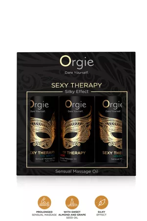 Coffret 3 huiles de massage "Sexy Therapy" - Orgie - Sexshop Tentations