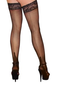 Schwarze halterlose Nahtstrümpfe 1 2