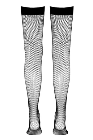 Bas résille autofixants noir - Cotelli Legwear