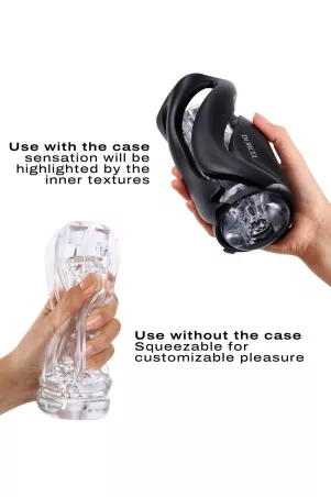 Dorcel Deep Blow – Guscio nero, manicotto trasparente