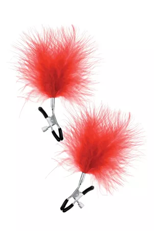 Pinces à seins plumeau rouge - Sweet Caress