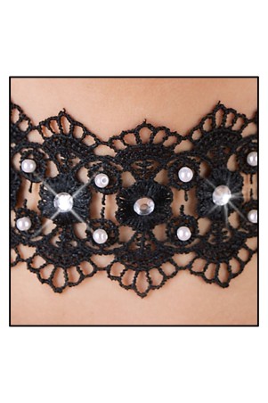 Black embroidered choker with pearls – Cotelli Accessories | Tentations.ch