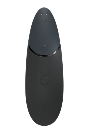Stimolatore clitorideo nero su sfondo bianco