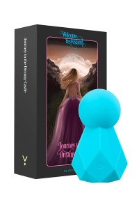 Vibromasseur Fairygasm BlissKey bleu, silhouette élégante et détails texturés 2