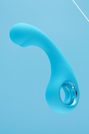 Vibromasseur BraveryAward bleu Fairygasm vu sous un angle différent, lignes raffinées