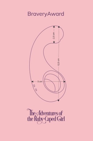 Technische Zeichnung des Fairygasm BraveryAward Vibrators grün mit Maßen