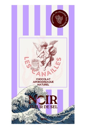 Chocolat noir aphrodisiaque 100g Les Canailles – fleur de sel, maca, gingembre et ginseng