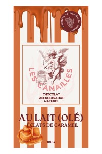 Chocolat au lait aphrodisiaque aux éclats de caramel – Les Canailles – Tablette 100g