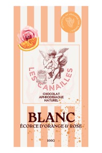 Tablette de chocolat blanc écorce d’orange et rose – Les Canailles – 100g