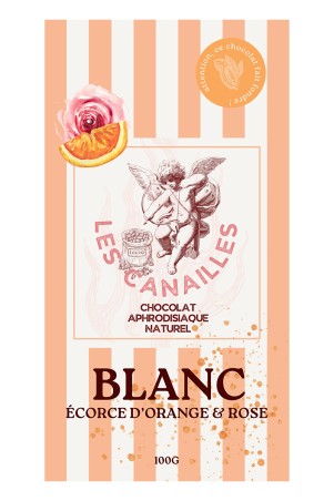 Tafel weiße Schokolade mit Orangenschale und Rose – Les Canailles – 100 g