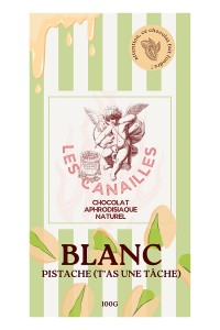 White chocolate with pistachio by Les Canailles – 100g handcrafted aphrodisiac bar
