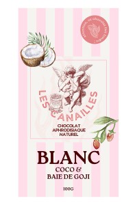 Aphrodisiac white chocolate with coconut & goji – Les Canailles 100g