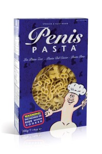 Front view of Penis Pasta 200g packaging