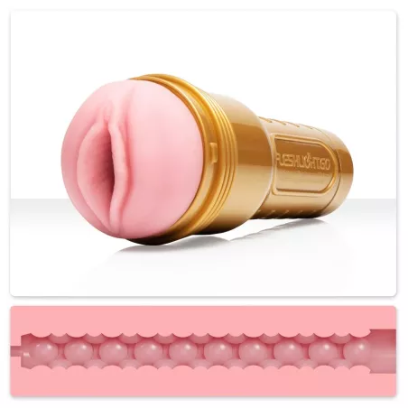 Fleshlight GO Pink Lady STU – vista laterale con guaina aperta