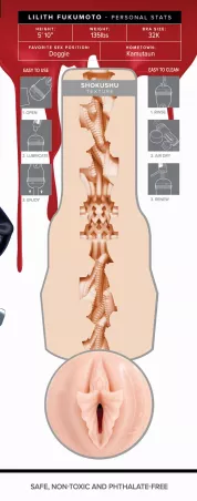 Fleshlight Lilith Fukumoto – infographie avec mensurations du personnage