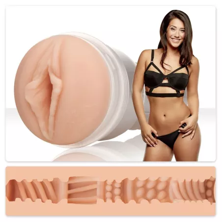 Fleshlight Eva Lovia – Produkt mit Darstellerin und Hülse im Profil