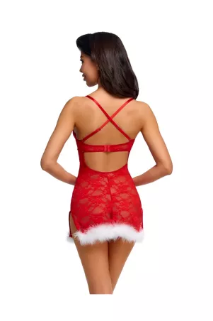 Dos de la nuisette rouge Cottelli LINGERIE avec bretelles croisées réglables