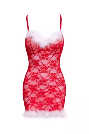 Red Cottelli LINGERIE babydoll on white background, front view