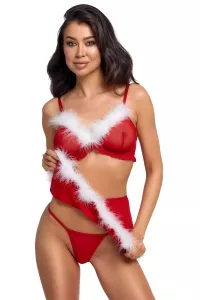 Ensemble lingerie rouge X-Mas Cottelli Lingerie porté de face 2
