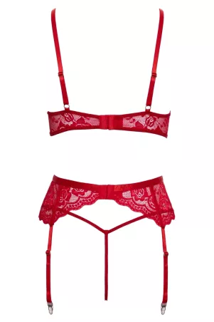Ensemble jarretelles 3 pièces Cottelli X-Mas rouge sur fond blanc – vue de dos