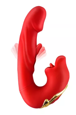 vista posteriore del vibratore Kissy Rabbit Rosso