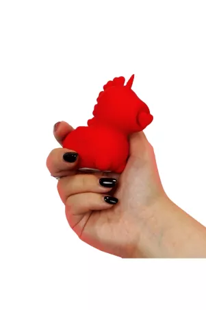 Cupid’s Beau held in hand – soft red silicone, compact format