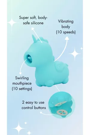 Infographie du Mount’n Peak Unihorn illustrant ses 10 modes de langue et vibration