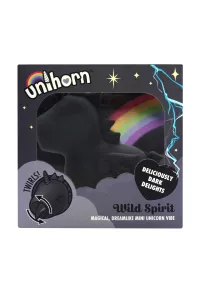 Vibromasseur licorne noir Wild Spirit Unihorn dans son emballage élégant