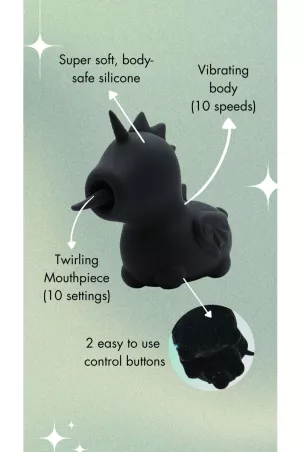 Infographie du Wild Spirit Unihorn présentant ses 10 modes de langue et de vibration