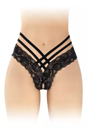 Tanga ouvert Anne - noir