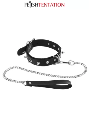 BDSM Collar with Spikes & Leash Fetish Tentation – Chic SM Style