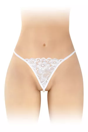 Tanga con perle Venusina - bianco