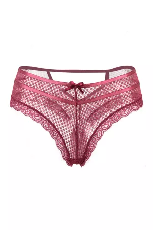 Tanga bordeaux dentelle - Paris Hollywood