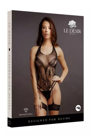 Split bodysuit resille and strass
