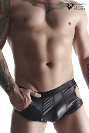 Offener Shorty aus schwarzem Wetlook