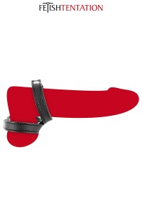 Doppel-Cockring Kunstleder Schwarz | Fetish Tentation 2