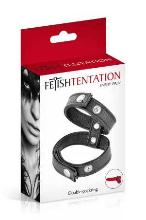 Doppio Cockring Ecopelle Nera | Fetish Tentation