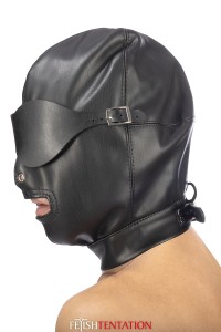 Faux leather balaclava with removable headband 2