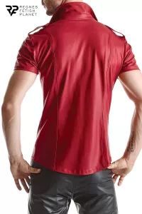Chemise manches courtes wetlook rouge Carlo - Regnes 2