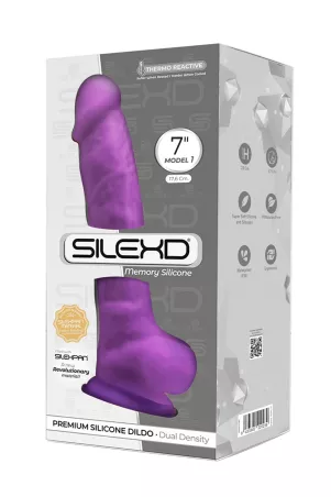 Gode double densité violet 17,5 cm - SilexD