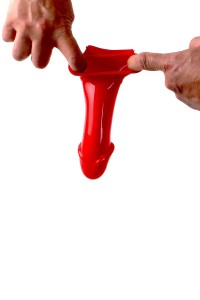 Gaine de pénis semi-réaliste rouge 19x4,5 cm - Zizi 2