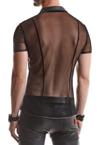 Polo in maglia trasparente nero 2