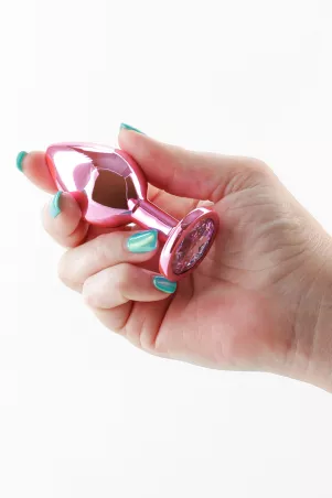 Plug bijou aluminium chromé rose M